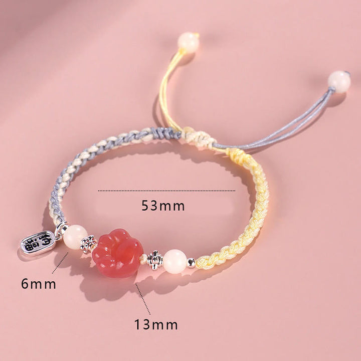 Buddha Stones Yanyuan Agate Cat Claw Paw White Bodhi Seed Fu Character Positive Braided Rope Bracelet - image 7