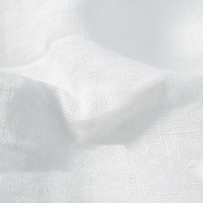 Buddha Stones Solid Color Short Sleeve Half Button Shirt Cotton Linen Men Clothing - image 16