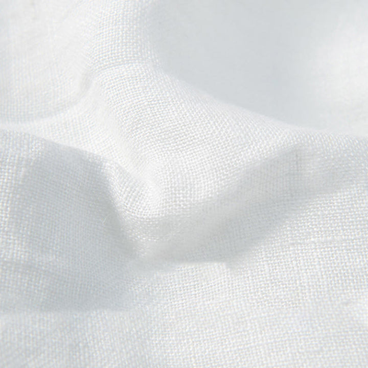 Buddha Stones Solid Color Short Sleeve Half Button Shirt Cotton Linen Men Clothing - image 16