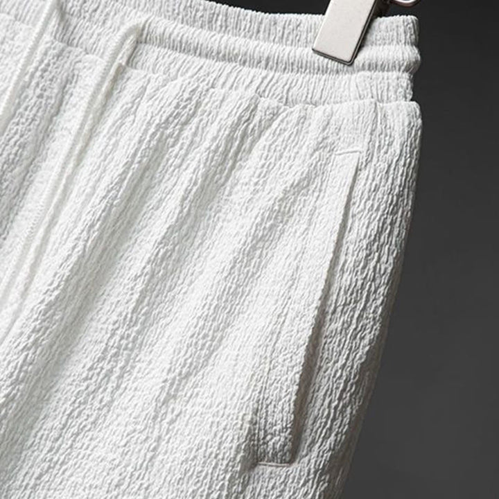 Buddha Stones 2Pcs Solid Color Texture Button Half Sleeve Shirt Pants Men's Set - image 10