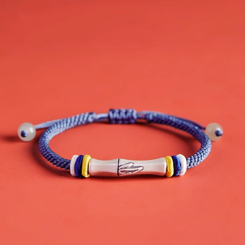Buddha Stones 999 Sterling Silver Red String Bamboo Enlightenment Bracelet - Blue(Wrist Circumference 14-21cm) - image 16