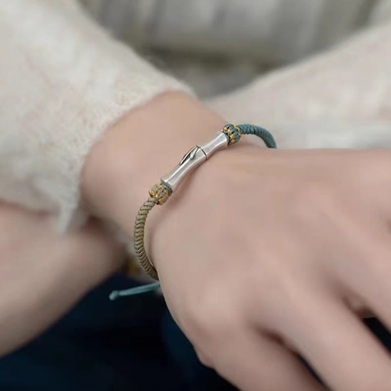 Buddha Stones 925 Sterling Silver Bamboo Protection Braided Bracelet - image 3