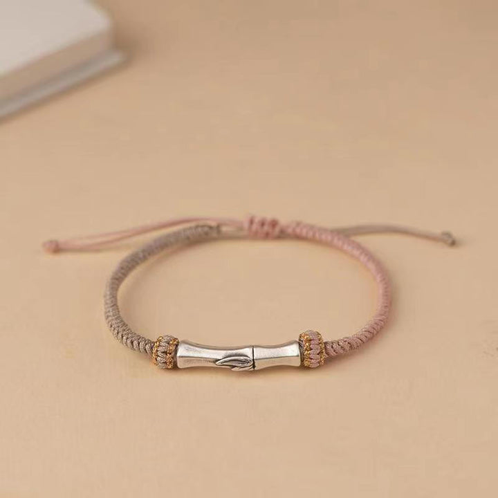 Buddha Stones 925 Sterling Silver Bamboo Protection Braided Bracelet - Pink(Wrist Circumference 15-18cm) - image 6