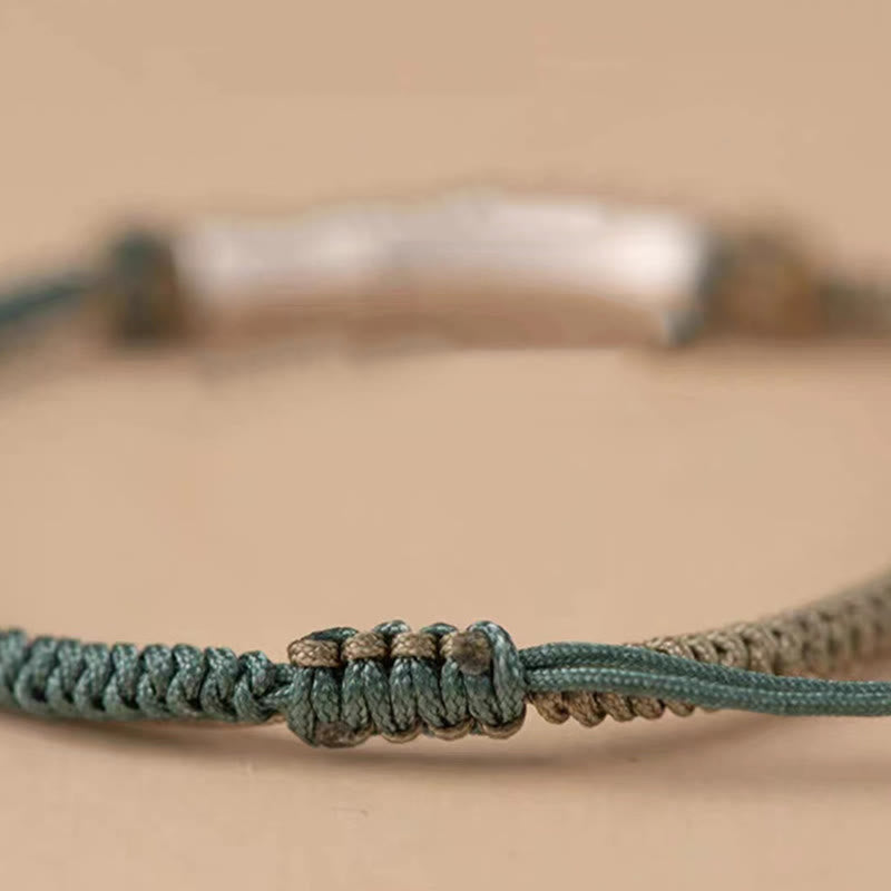 Buddha Stones 925 Sterling Silver Bamboo Protection Braided Bracelet - image 2