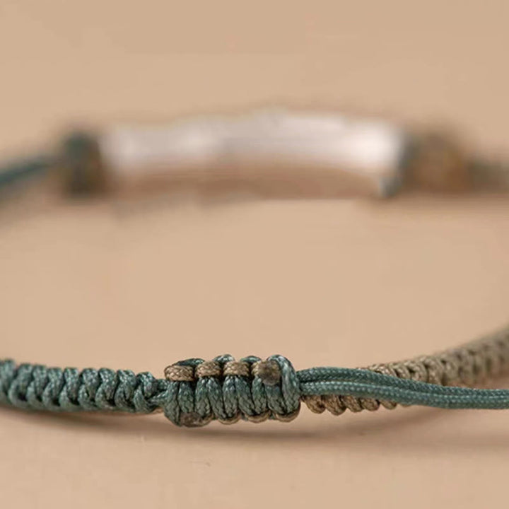 Buddha Stones 925 Sterling Silver Bamboo Protection Braided Bracelet - image 2