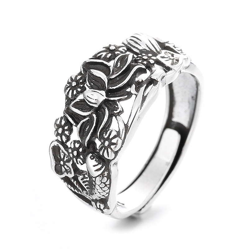 Buddha Stones Lotus Symbol Koi Fish Enlightenment Ring - image 4