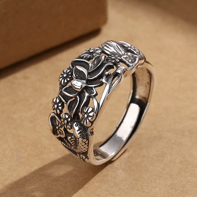 Buddha Stones Lotus Symbol Koi Fish Enlightenment Ring - Lotus Koi Fish(Adjustable) - image 0