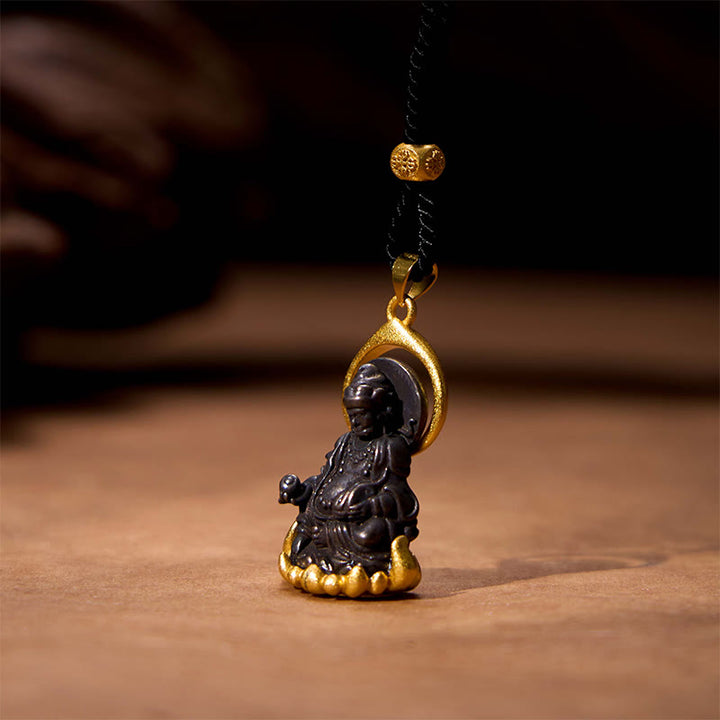 Buddha Stones Tibetan Yellow Jambhala Yellow God of Wealth Buddha Serenity Necklace Pendant - image 2