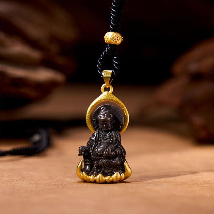 Buddha Stones Tibetan Yellow Jambhala Yellow God of Wealth Buddha Serenity Necklace Pendant - Alloy Yellow Jambhala(Yellow God of Wealth) - image 0