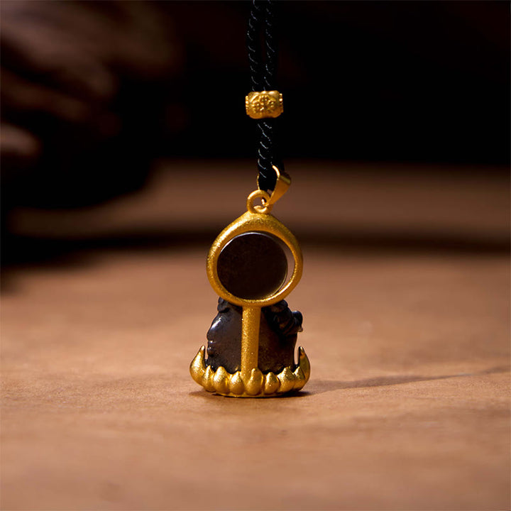Buddha Stones Tibetan Yellow Jambhala Yellow God of Wealth Buddha Serenity Necklace Pendant - image 3