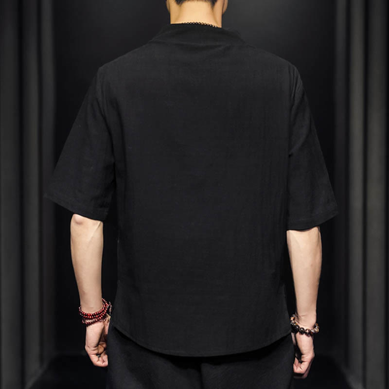 Buddha Stones Casual Summer Half Sleeve Shirt Cotton Men Clothing - image 10