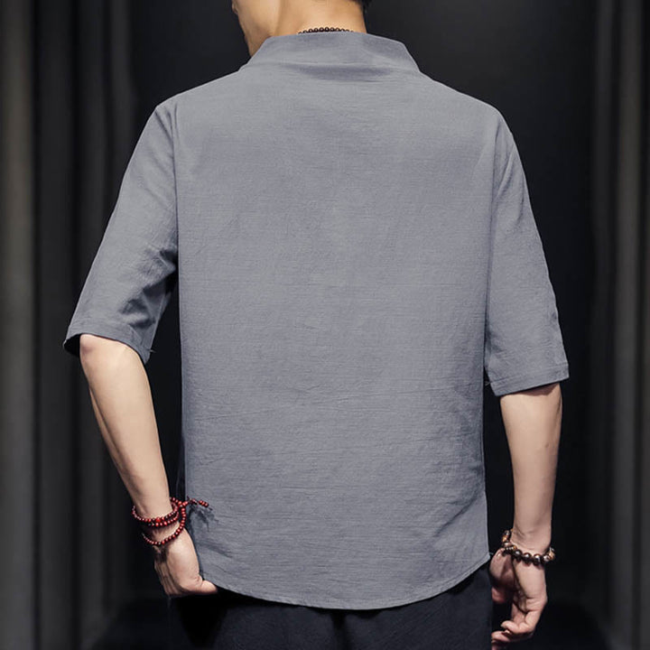 Buddha Stones Casual Summer Half Sleeve Shirt Cotton Men Clothing - image 18