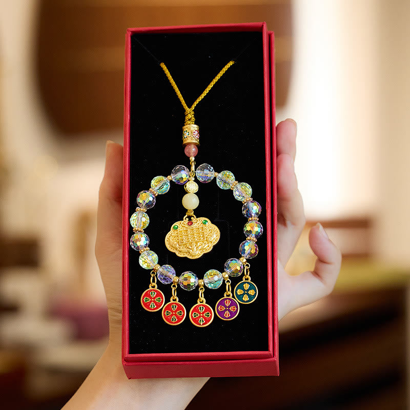 Buddha Stones Lucky Koi Fish Five God Of Wealth Prosperity Hanging Decoration - image 4