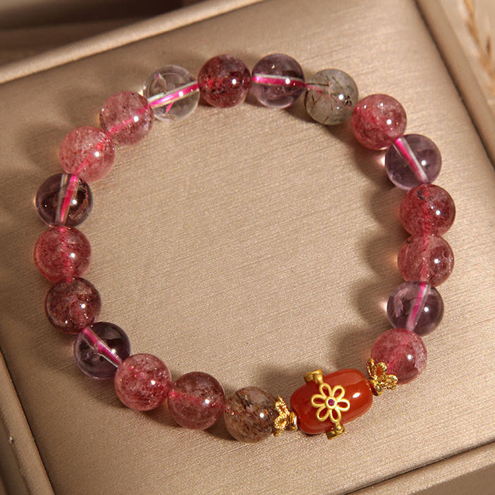 Buddha Stones Natural Super Seven Crystal Red Agate Positivity Bracelet - image 8