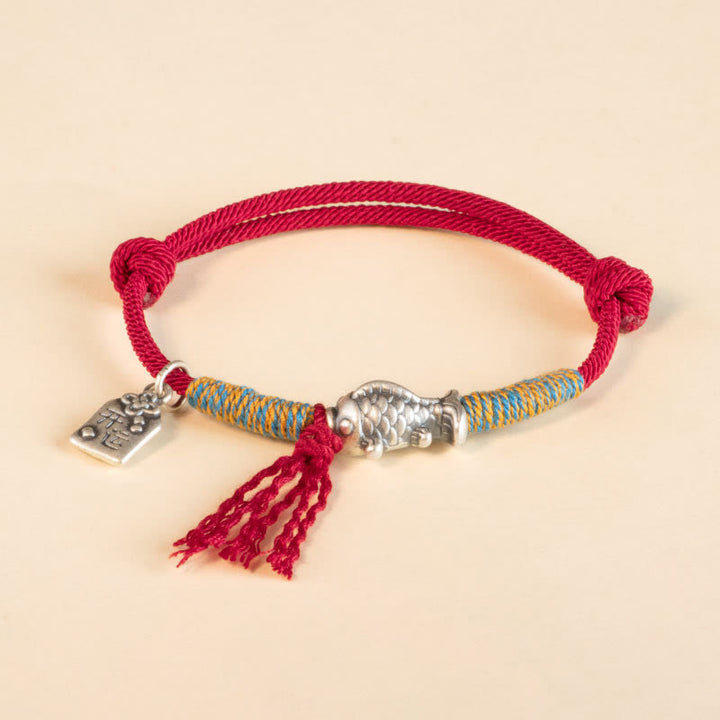Buddha Stones 999 Sterling Silver Red String Lucky Koi Fish Protection Bracelet - image 9