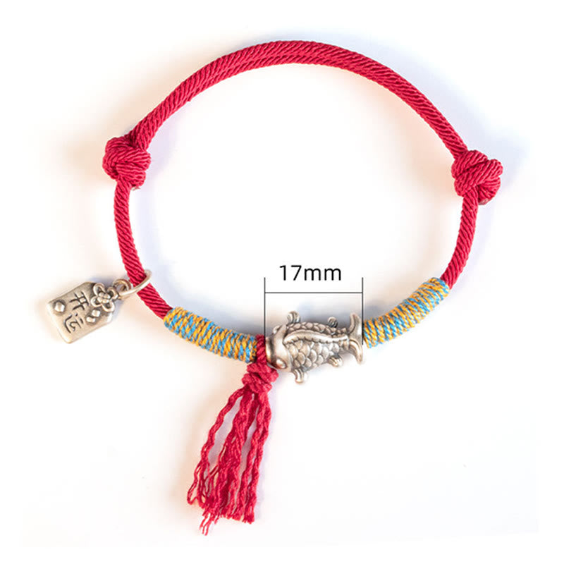 Buddha Stones 999 Sterling Silver Red String Lucky Koi Fish Protection Bracelet - image 10