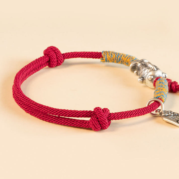 Buddha Stones 999 Sterling Silver Red String Lucky Koi Fish Protection Bracelet - image 3