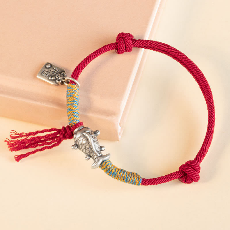 Buddha Stones 999 Sterling Silver Red String Lucky Koi Fish Protection Bracelet - image 2