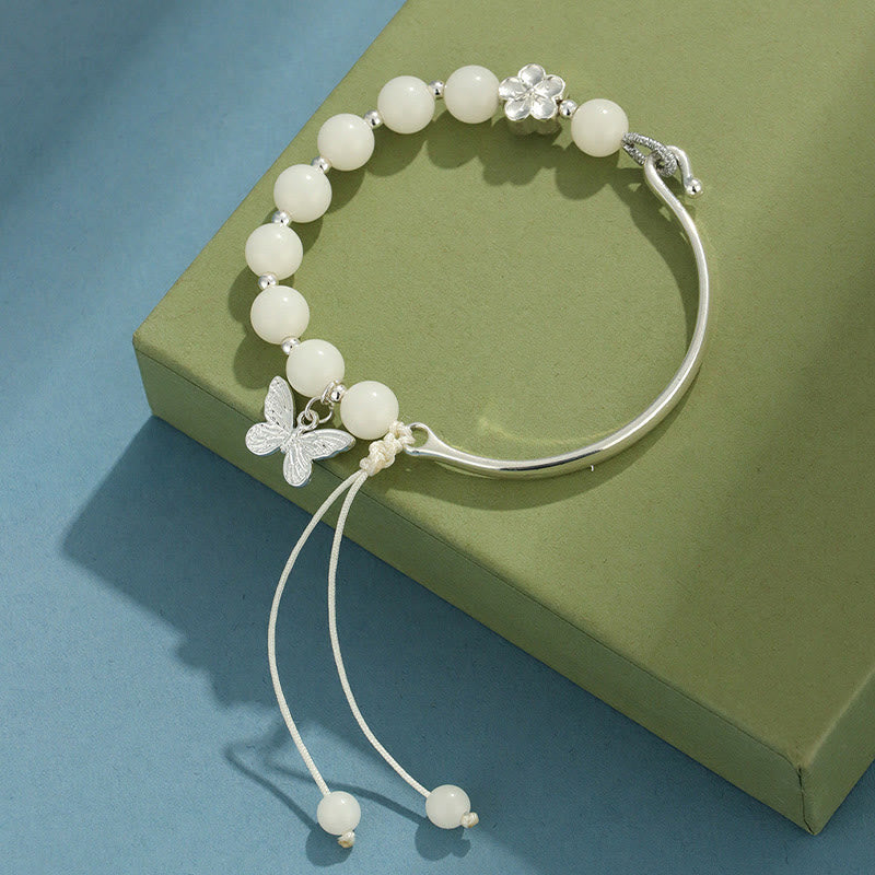 Buddha Stones Bodhi Seed Butterfly Lotus Luck Wealth Bracelet Bangle - Bodhi seed Butterfly(Wrist Circumference: 14-15cm) - image 1