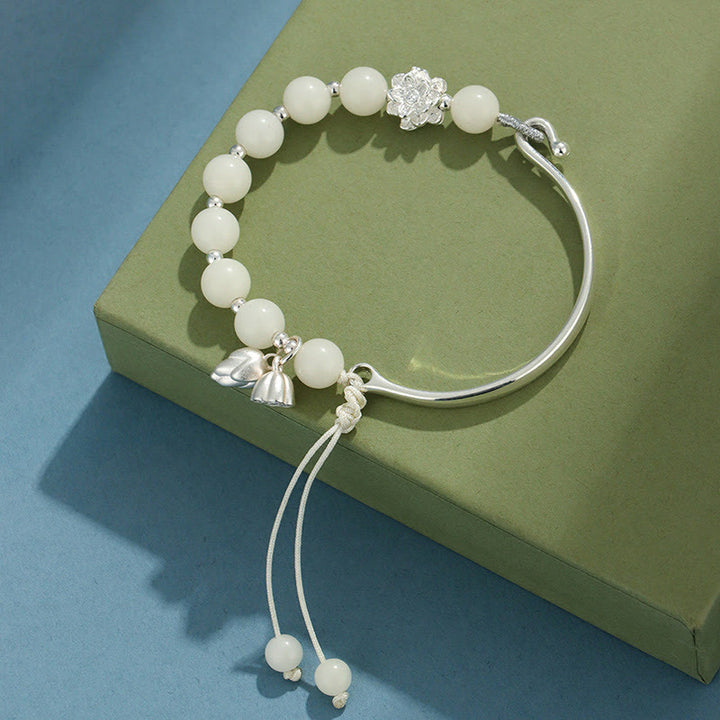 Buddha Stones Bodhi Seed Butterfly Lotus Luck Wealth Bracelet Bangle - Bodhi seed Lotus(Wrist Circumference: 14-15cm) - image 9