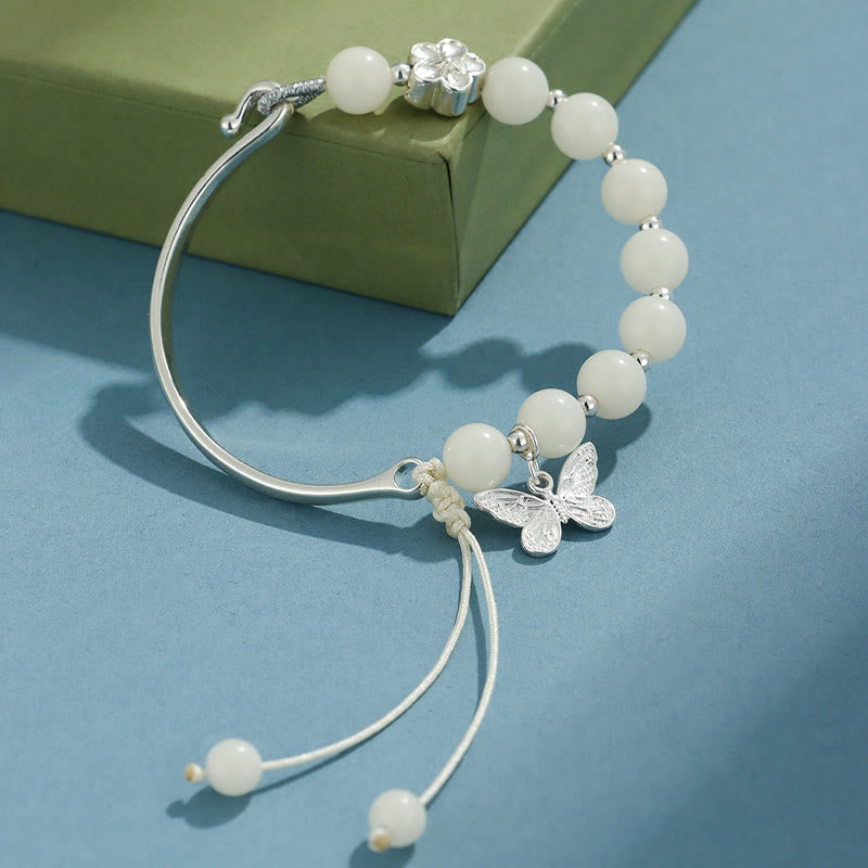 Buddha Stones Bodhi Seed Butterfly Lotus Luck Wealth Bracelet Bangle - image 2