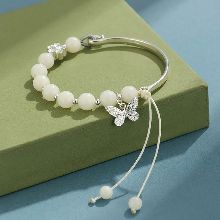 Buddha Stones Bodhi Seed Butterfly Lotus Luck Wealth Bracelet Bangle - image 0