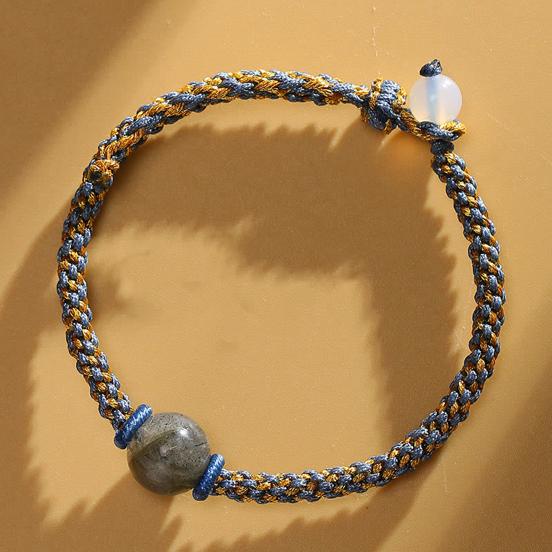 Buddha Stones Handmade Red Agate Amethyst Golden Rutilated Quartz Pink Crystal Bead Calm Braided Bracelet - Moonstone(Wrist Circumference 14-17cm) - image 30