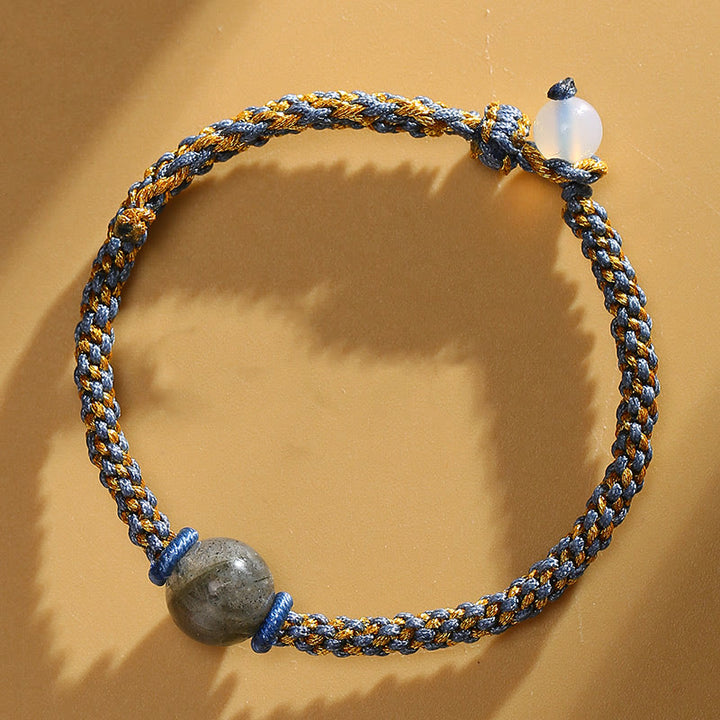 Buddha Stones Handmade Red Agate Amethyst Golden Rutilated Quartz Pink Crystal Bead Calm Braided Bracelet - Moonstone(Wrist Circumference 14-17cm) - image 30