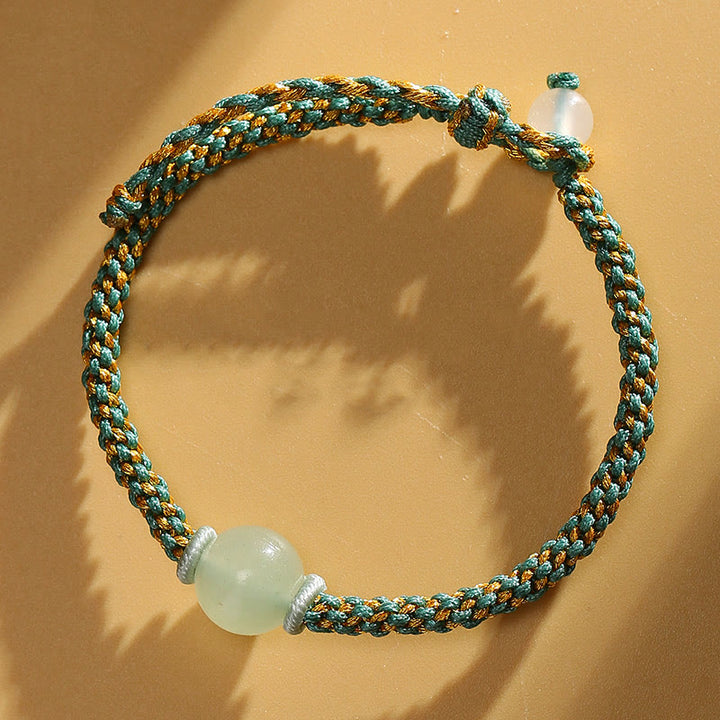 Buddha Stones Handmade Red Agate Amethyst Golden Rutilated Quartz Pink Crystal Bead Calm Braided Bracelet - Green Aventurine(Wrist Circumference 14-17cm) - image 33