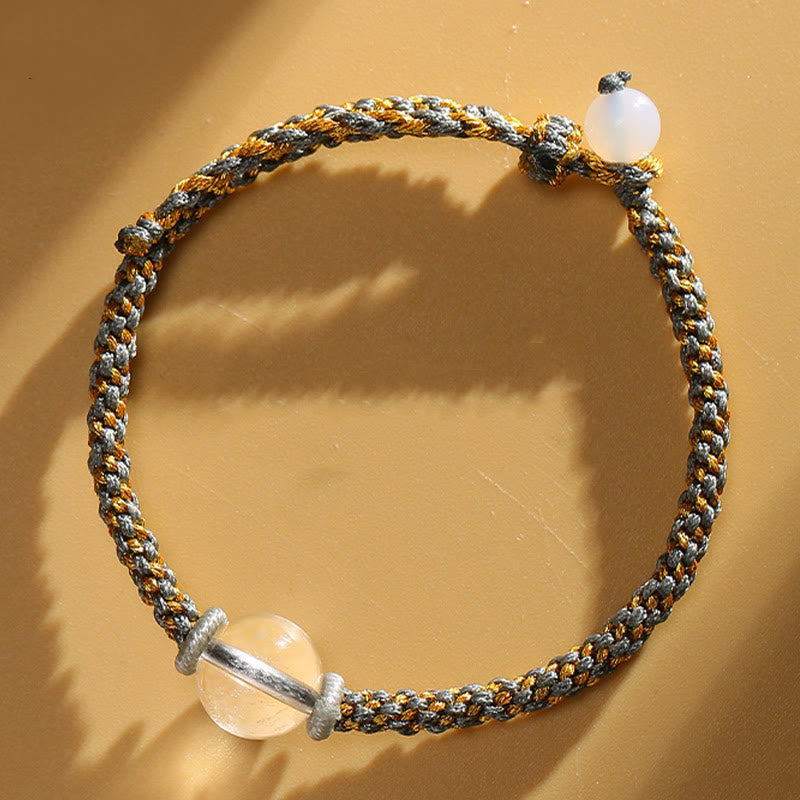 Buddha Stones Handmade Red Agate Amethyst Golden Rutilated Quartz Pink Crystal Bead Calm Braided Bracelet - White Crystal(Wrist Circumference 14-17cm) - image 24