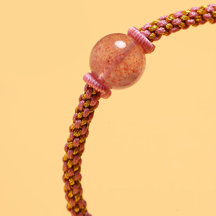 Buddha Stones Handmade Red Agate Amethyst Golden Rutilated Quartz Pink Crystal Bead Calm Braided Bracelet - image 28