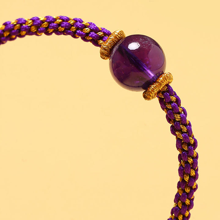 Buddha Stones Handmade Red Agate Amethyst Golden Rutilated Quartz Pink Crystal Bead Calm Braided Bracelet - image 16