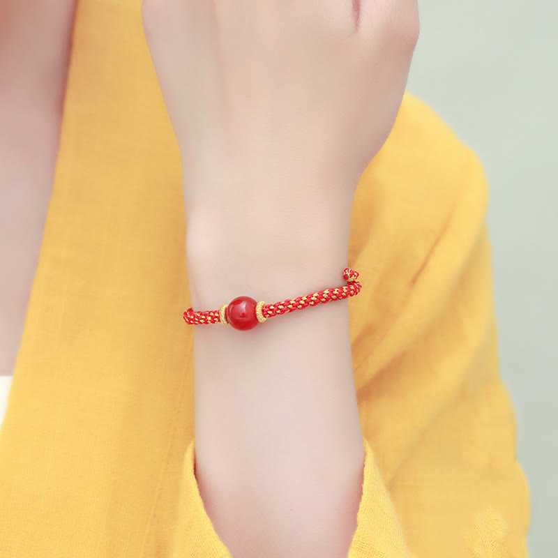 Buddha Stones Handmade Red Agate Amethyst Golden Rutilated Quartz Pink Crystal Bead Calm Braided Bracelet - image 12