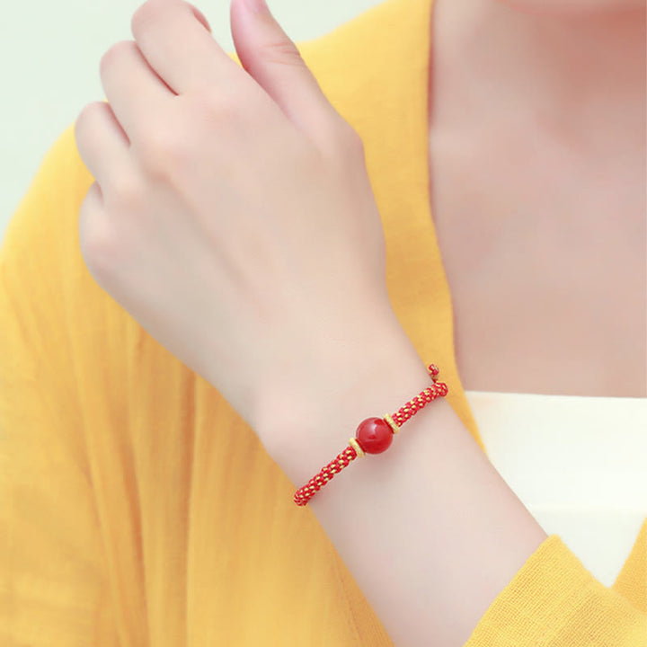 Buddha Stones Handmade Red Agate Amethyst Golden Rutilated Quartz Pink Crystal Bead Calm Braided Bracelet - image 13