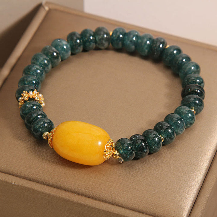 Buddha Stones Green Jade Abacus Beads Topaz Luck Bracelet - image 1