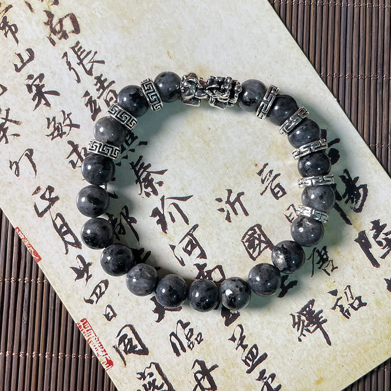 Buddha Stones Black Glitter Stone PiXiu Power Bracelet - image 6
