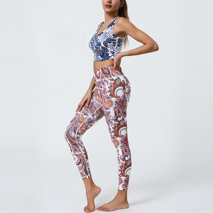 Buddha Stones Flowers Feathers Sun Moon Print Sports Fitness Yoga High Waist Leggings Women's Pants - image 21
