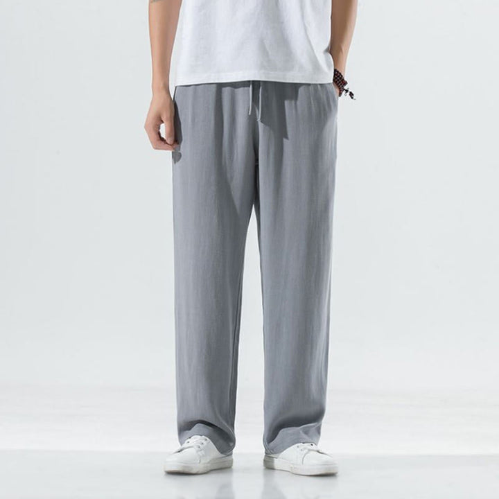 Buddha Stones Solid Color Cotton Linen Men's Wide Leg Pants With Pockets - Gray - US/UK/AU50，EU60 (5XL) - image 8