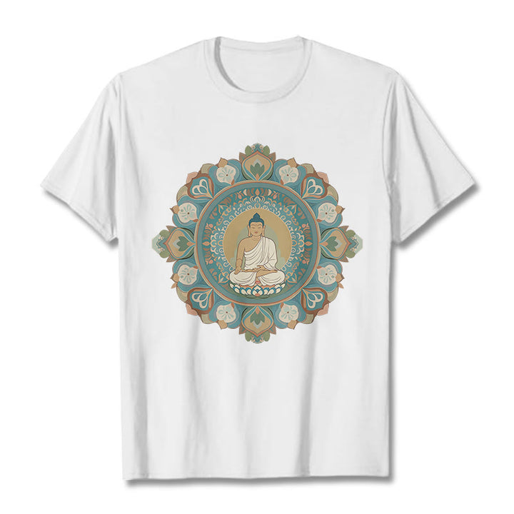 Buddha Stones Mandala Flower Buddha Tee T-shirt - White - 2XL - image 2