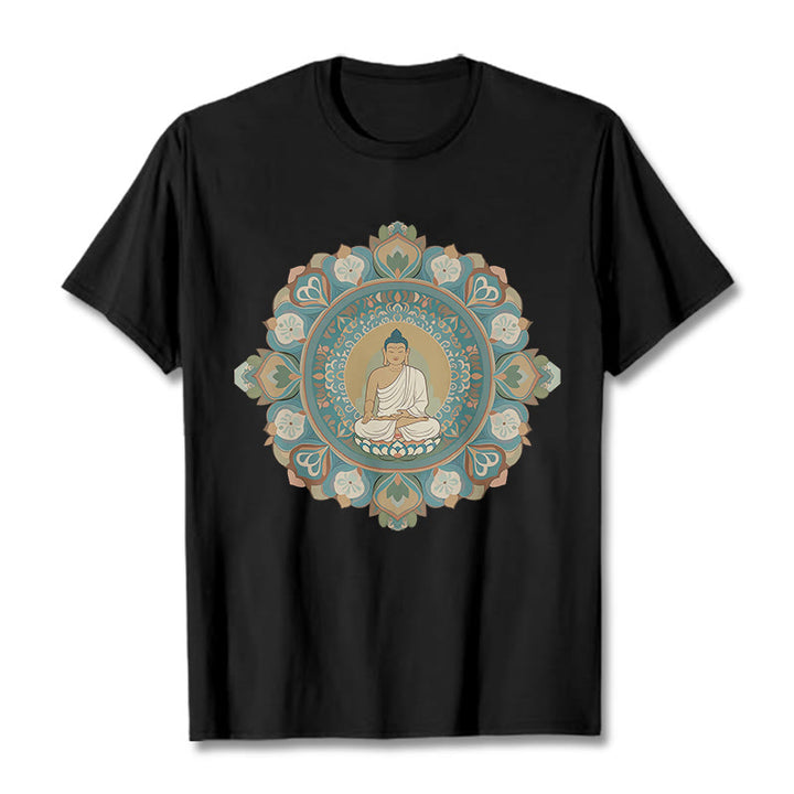Buddha Stones Mandala Flower Buddha Tee T-shirt - Black - 2XL - image 5