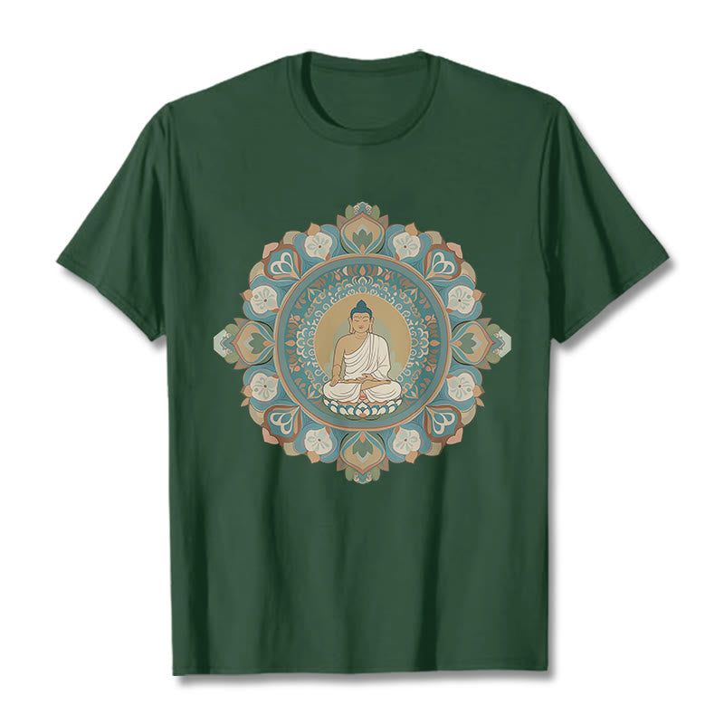 Buddha Stones Mandala Flower Buddha Tee T-shirt - ForestGreen - 2XL - image 11