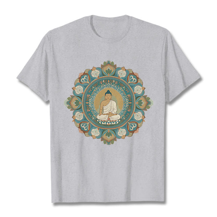 Buddha Stones Mandala Flower Buddha Tee T-shirt - LightGrey - 2XL - image 18