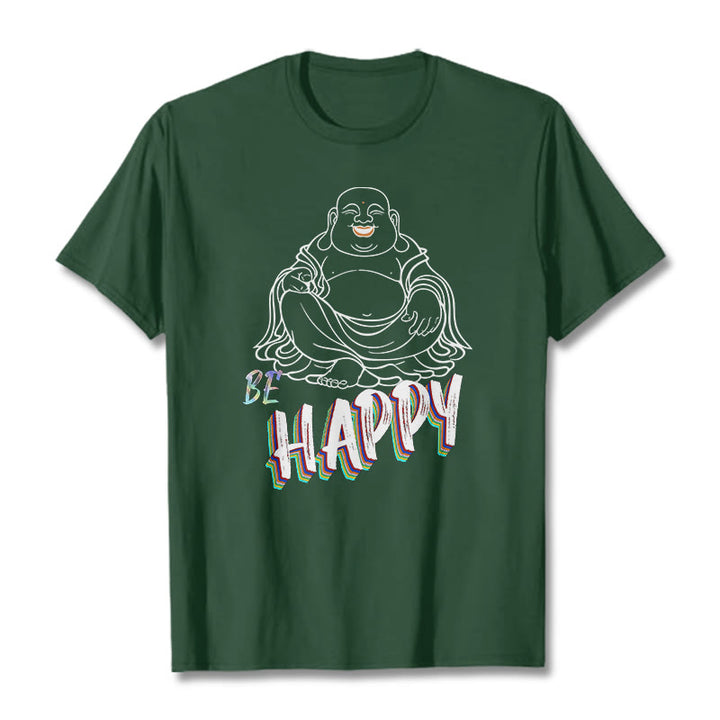 Buddha Stones BE HAPPY Laughing Buddha Tee T-shirt - ForestGreen - 2XL - image 10