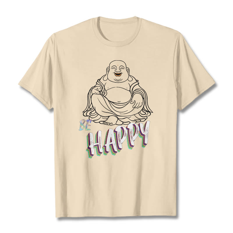 Buddha Stones BE HAPPY Laughing Buddha Tee T-shirt - Bisque - 2XL - image 8