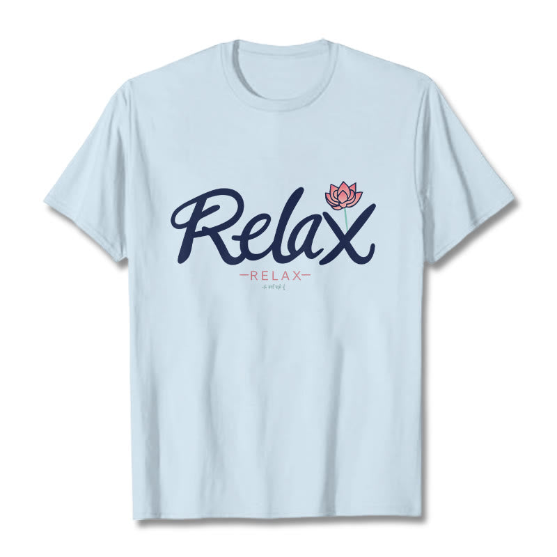 Buddha Stones RELAX Lotus Tee T-shirt - LightCyan - 2XL - image 0
