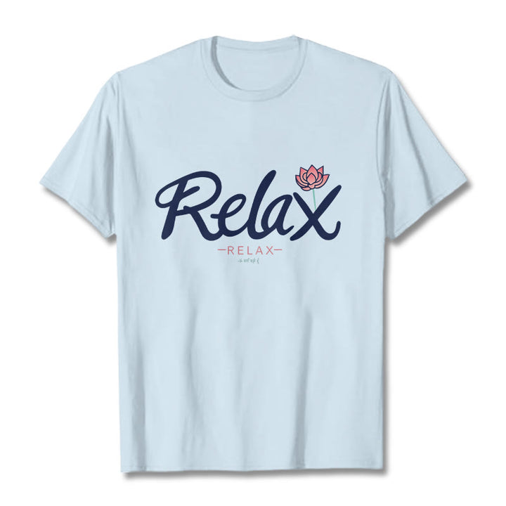 Buddha Stones RELAX Lotus Tee T-shirt - LightCyan - 2XL - image 0