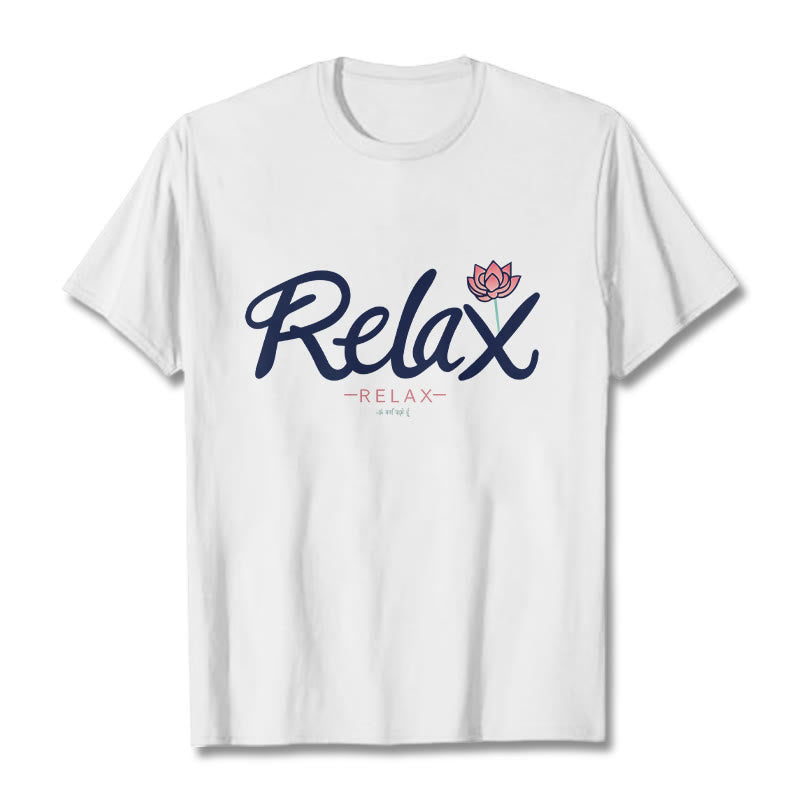 Buddha Stones RELAX Lotus Tee T-shirt - White - 2XL - image 1