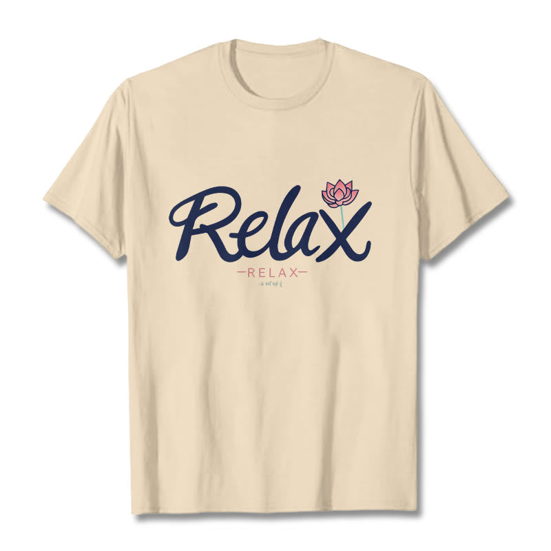 Buddha Stones RELAX Lotus Tee T-shirt - Bisque - 2XL - image 8