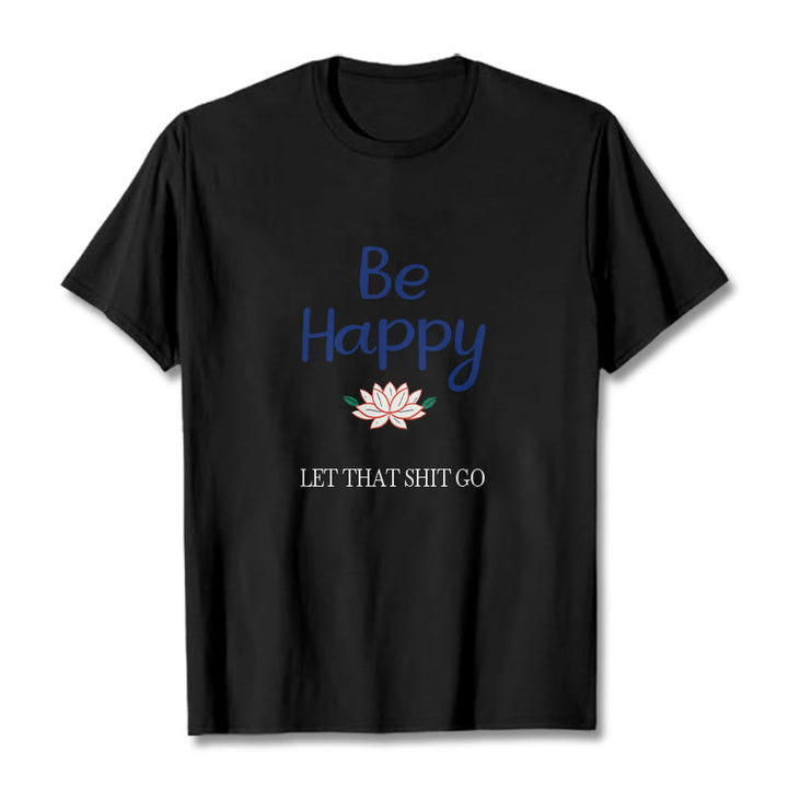 Buddha Stones Be Happy Lotus Tee T-shirt - Black - 2XL - image 3