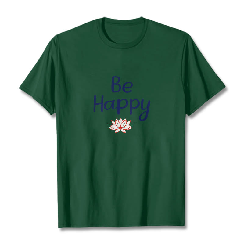 Buddha Stones Be Happy Lotus Tee T-shirt - ForestGreen - 2XL - image 9